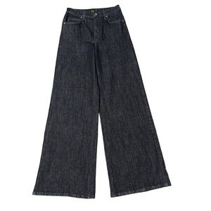 Lee A-line Wide Leg High Rise Flare Button Fly Jeans Black Washed Size 26